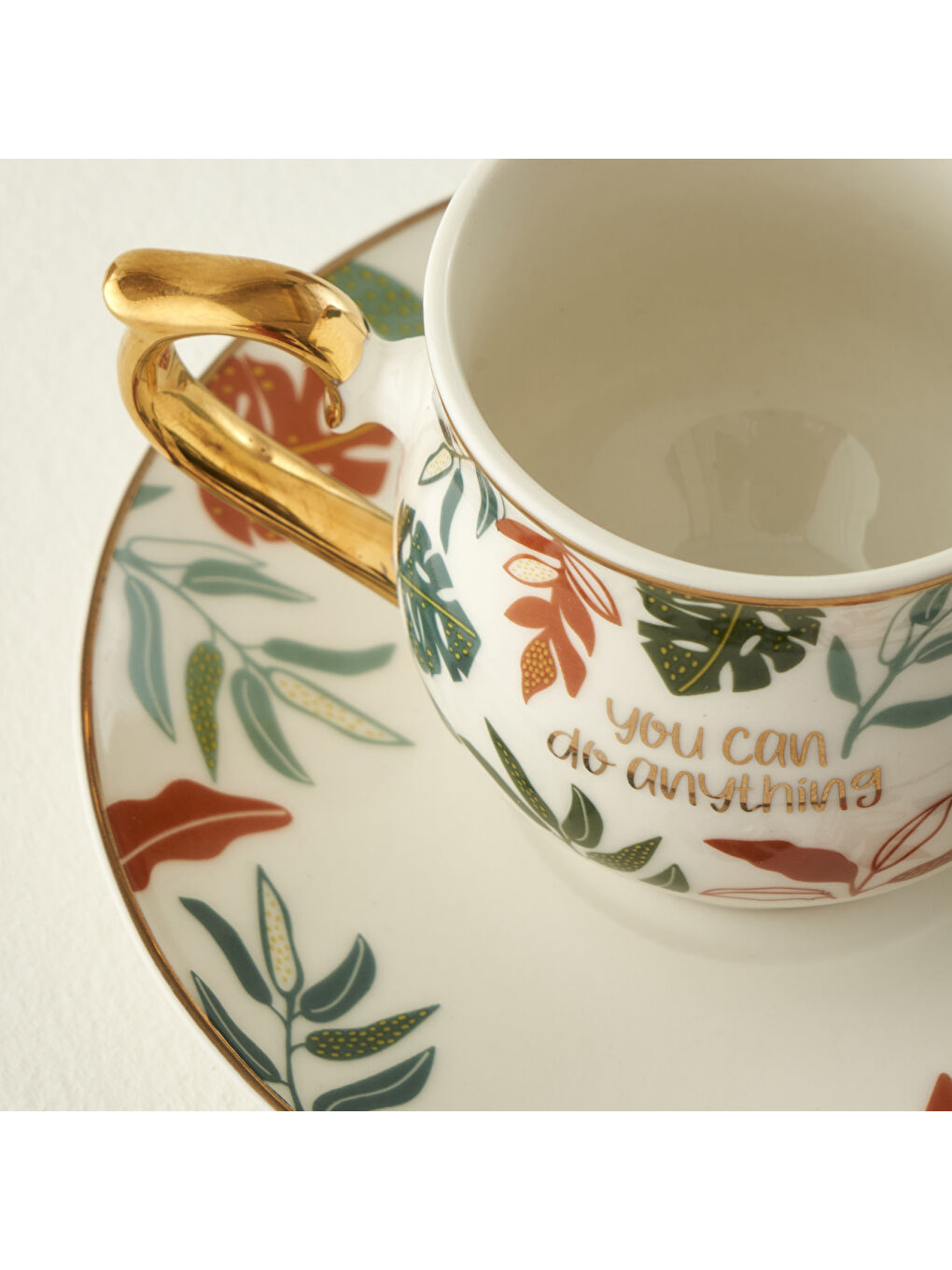 Karışık Leaf Porselen 2'li Kahve Fincanı Seti (120 cc)-1