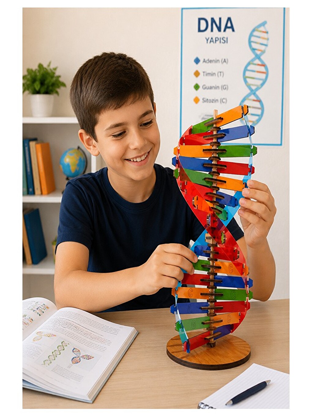 Dna Modeli 1 Paket Ahşap Dna Yapım Seti Dna Sarmalı Deney Yapım Seti Okul Materyali Fen Bilimleri-1