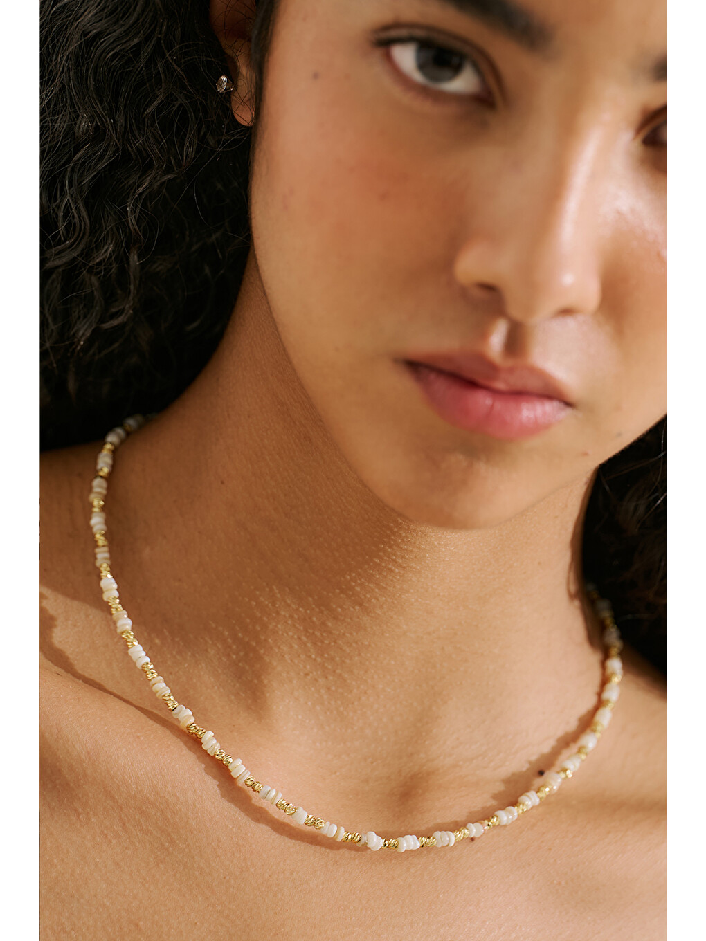 Pearl Boncuk Kolye Ekru-1