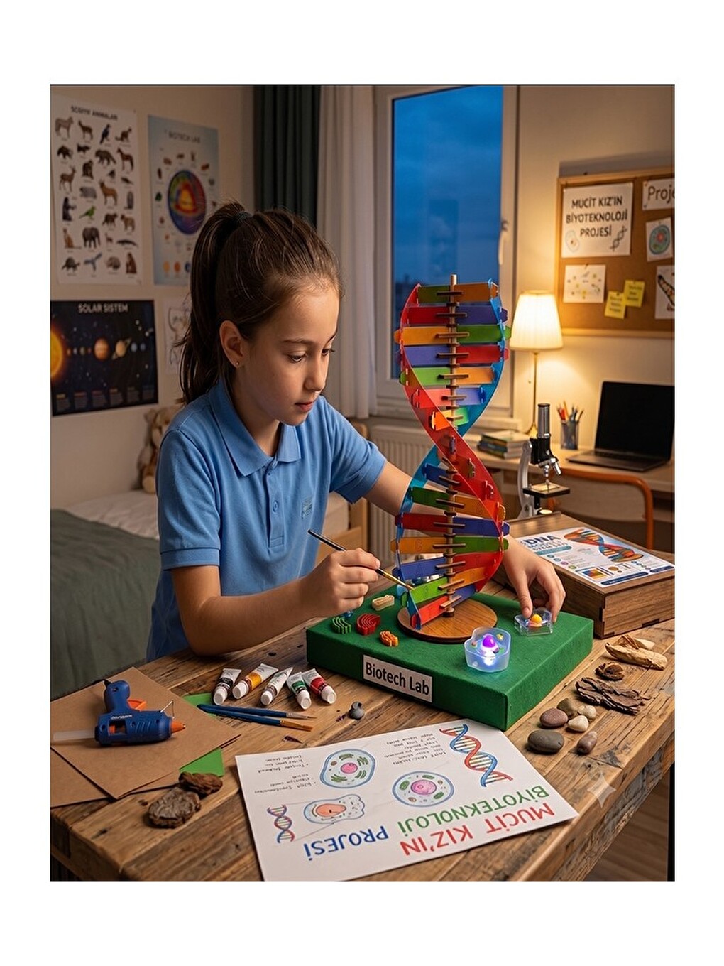 Dna Modeli 1 Paket Ahşap Dna Yapım Seti Dna Sarmalı Deney Yapım Seti Okul Materyali Fen Bilimleri-3