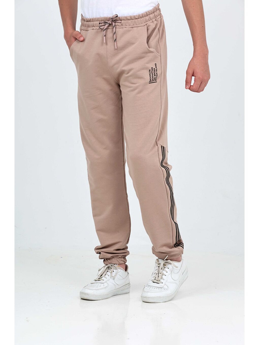 Kahverengi Erkek Çocuk Üç Şeritli Eşofman Alt-2