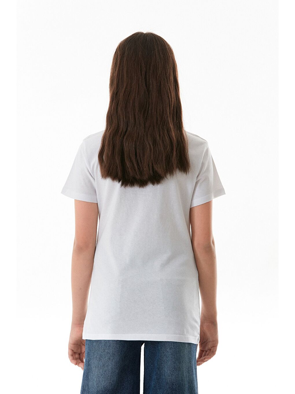 Beyaz %100 Pamuk Trust The Universe Baskılı Kız Çocuk Tişört-1