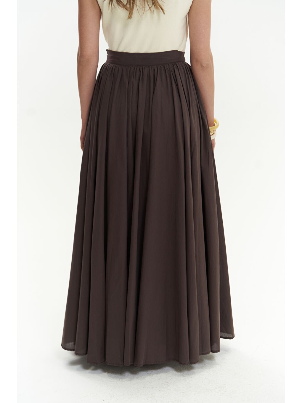 Kahverengi Faylinn Pileli Uzun Kahve Etek-6