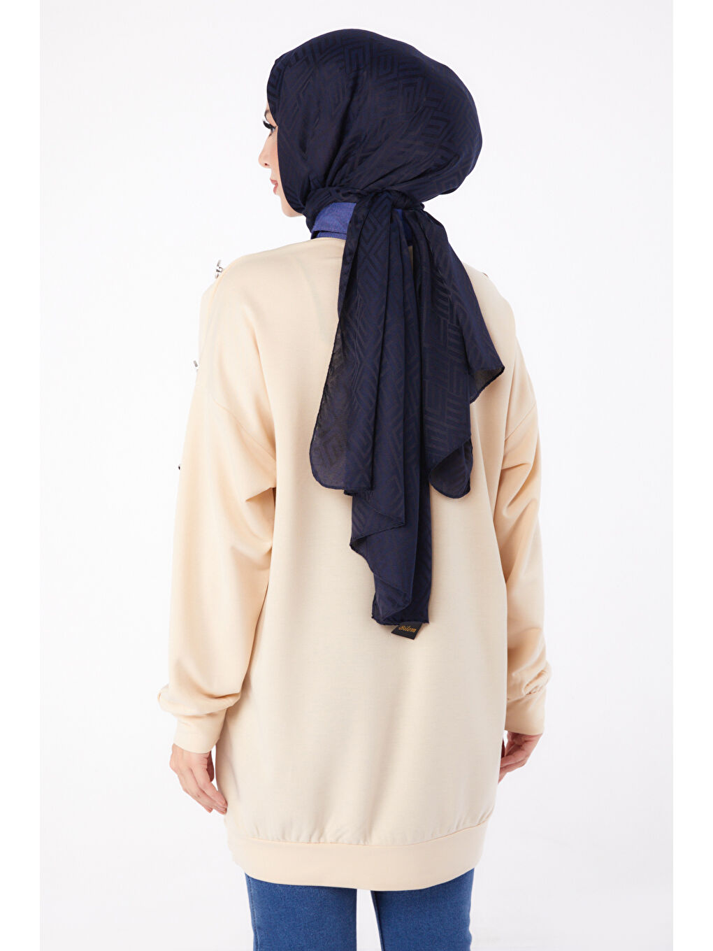 Jean Detaylı Sweatshirt Bej   13298-3