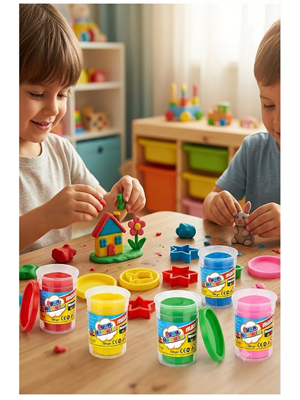 Oyun Hamuru 6 Renk 780gr 1 Paket 6 Lı Oyun Hamuru Kurumaya Karşı Dirençli Okul Öncesi Kre-1