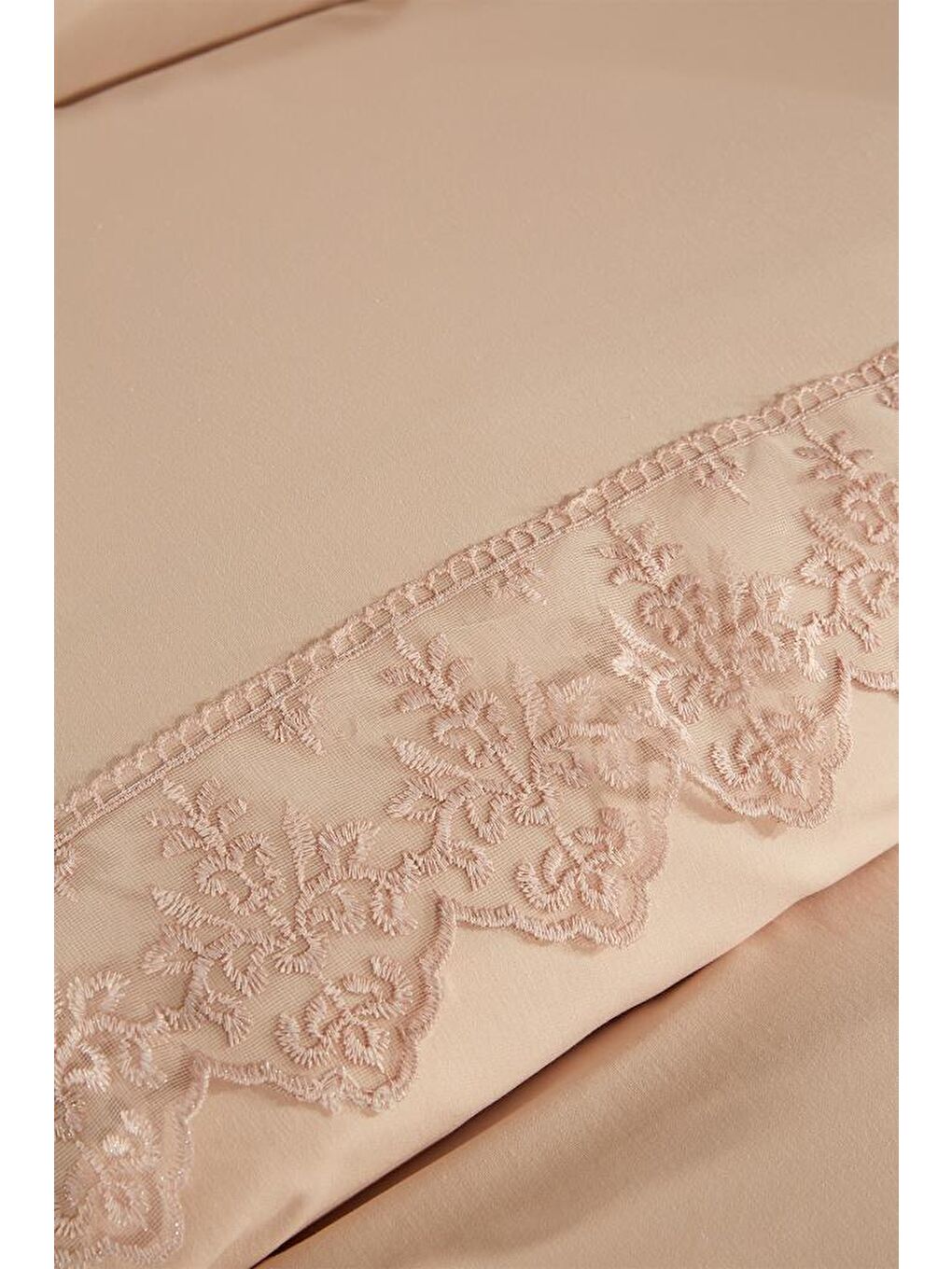 Karışık Fransız Dantelli Sara Çeyizlik Nevresim Takımı Cappucino-5