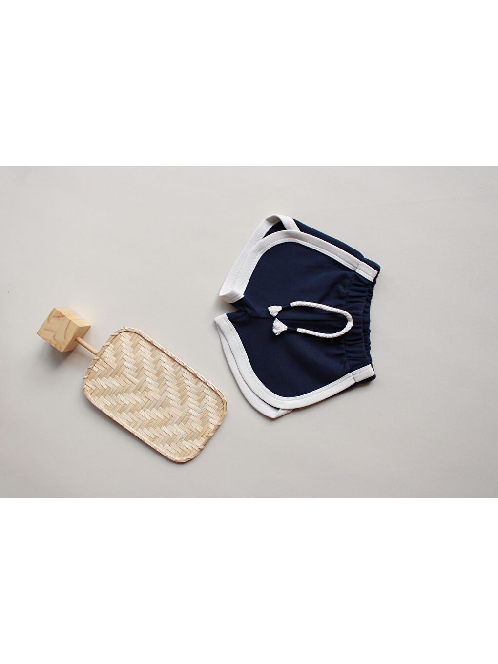 Lacivert Biyeli Bağcıklı Şort-1