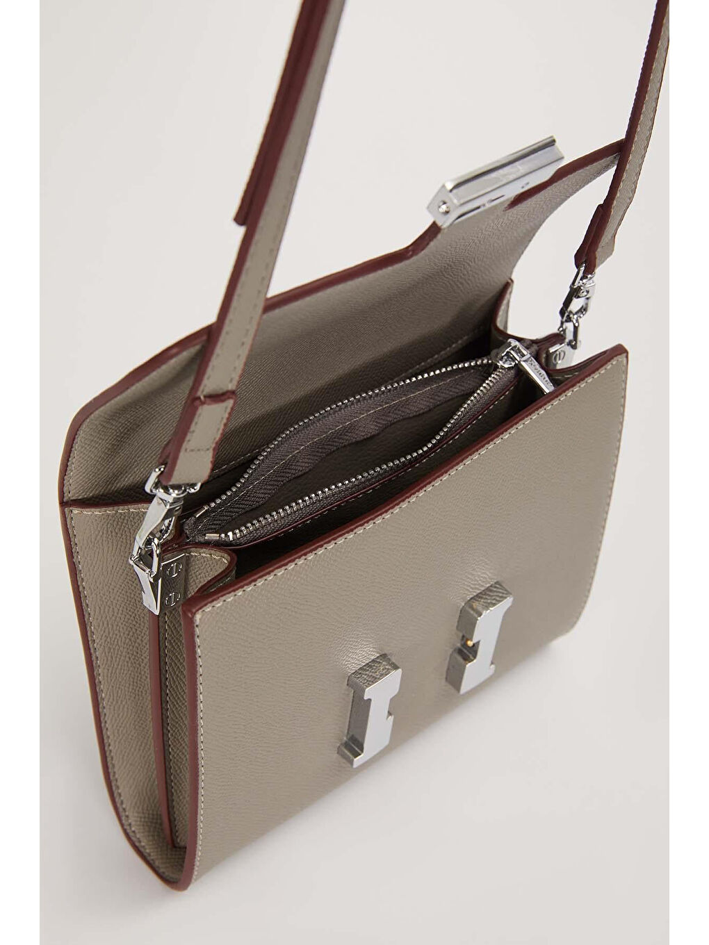Premium Üç Bölmeli Bordo Biyeli Çanta 930661 Haki-2