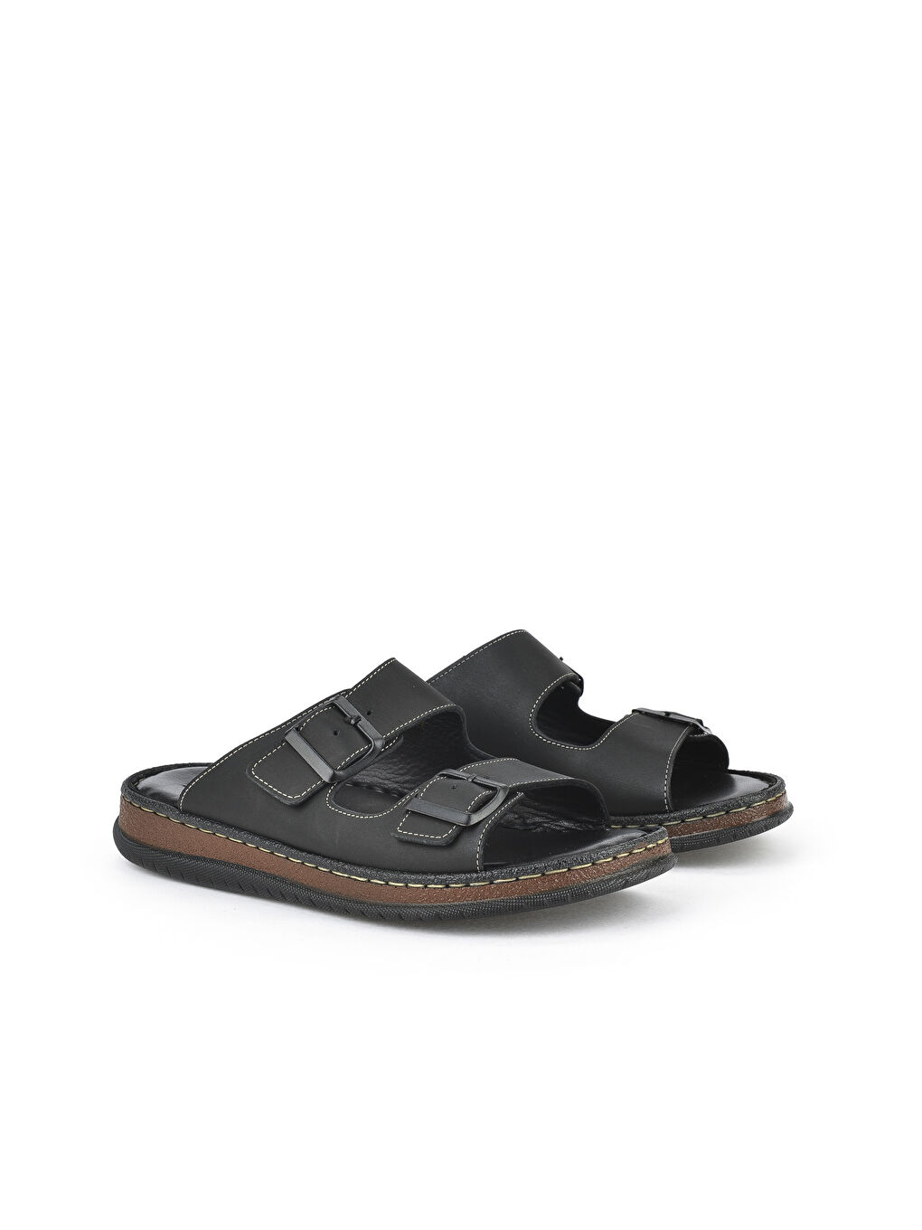 Erkek Hakiki Deri Terlik 1511045ZS1 Siyah-1