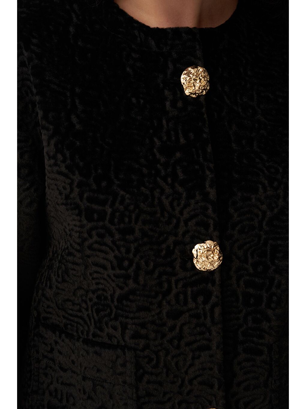 Siyah-Büyük Gold Düğmeli Kaşe Ceket-6
