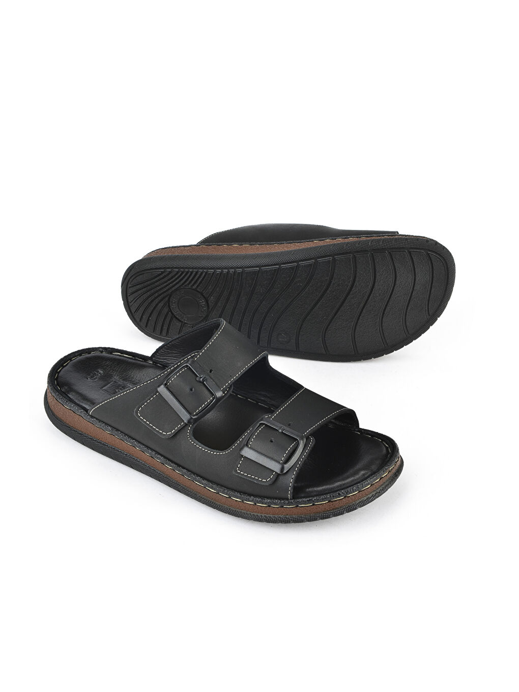 Erkek Hakiki Deri Terlik 1511045ZS1 Siyah-3