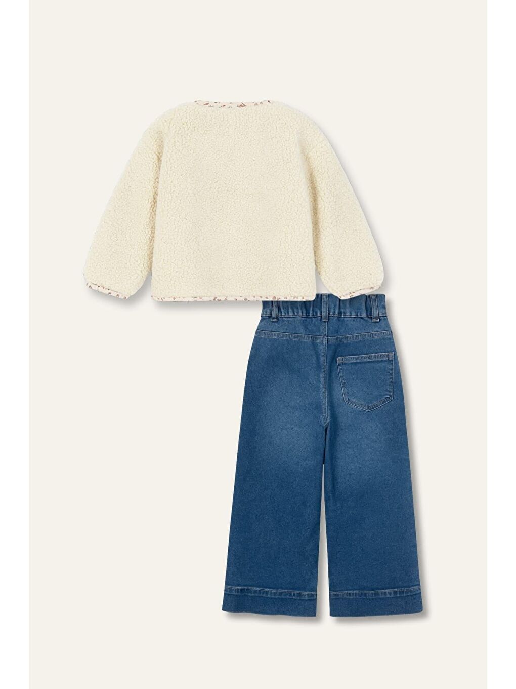 Kız Çocuk Ceketli 3'Lü Takım - Bej-2