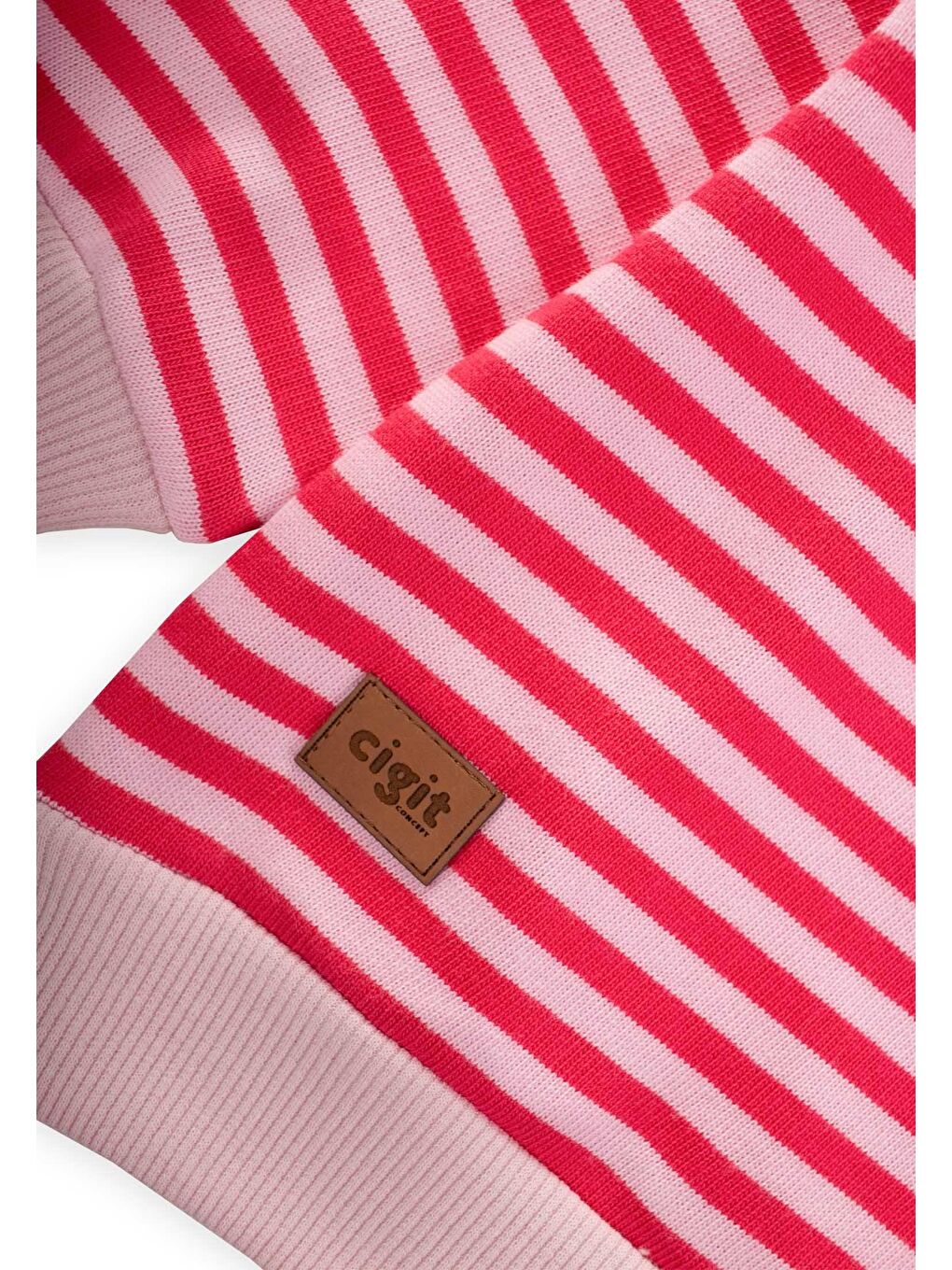 Pembe Çizgili Triko Sweatshirt 0-4 Yaş Pudra Mercan-2