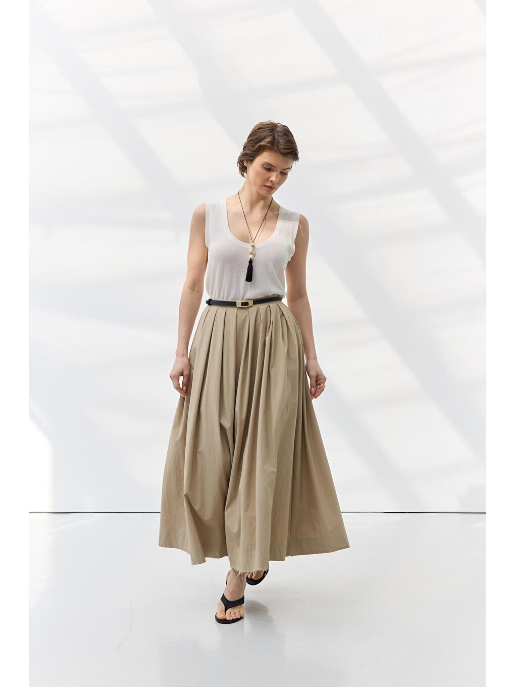 Beli Pileli Etek Bej-1