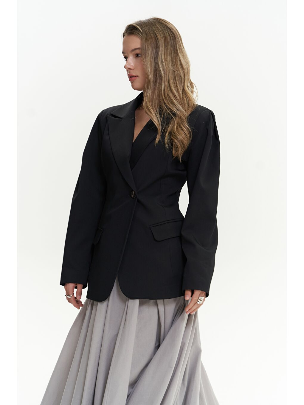 Mai Collection Briella Belden Oturtmalı Siyah Blazer