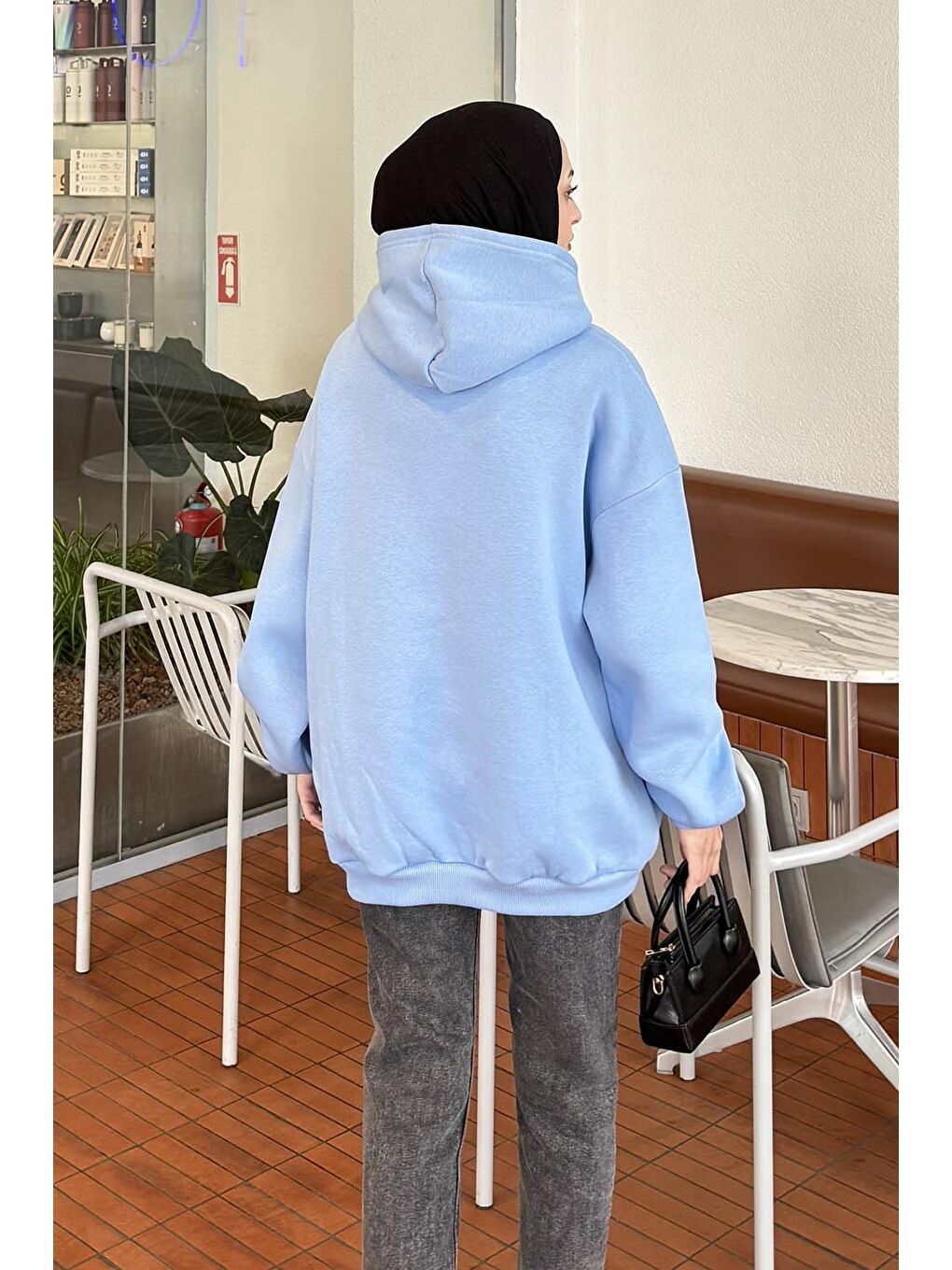 Kapüşonlu Salaş Sweatshirt Bebe Mavisi-3