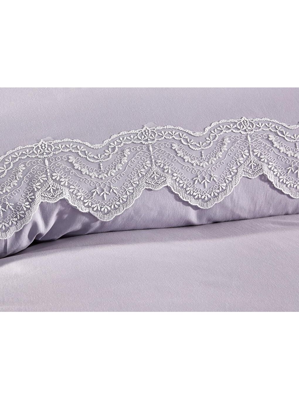 Karışık Fransız Dantelli Hanzade Çeyizlik Nevresim Takımı Gri-1