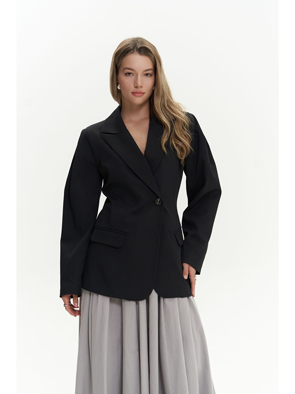 Mai Collection Briella Belden Oturtmalı Siyah Blazer - 1