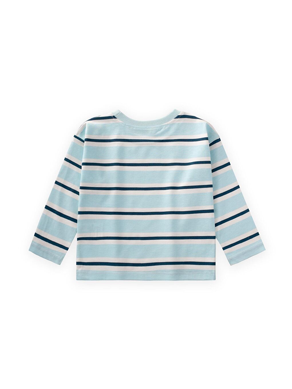 Çizgili Mevsimlik T-Shırt 1-10 Yaş Turkuaz Lacivert Çizgili-1