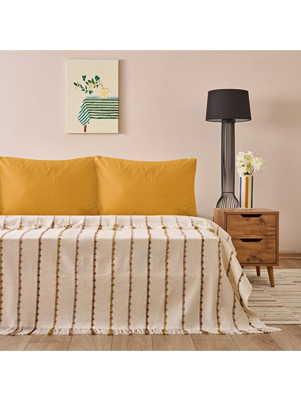 Ekru Soft Arenis Çift Kişilik Pike - Krem - 200x220 cm
