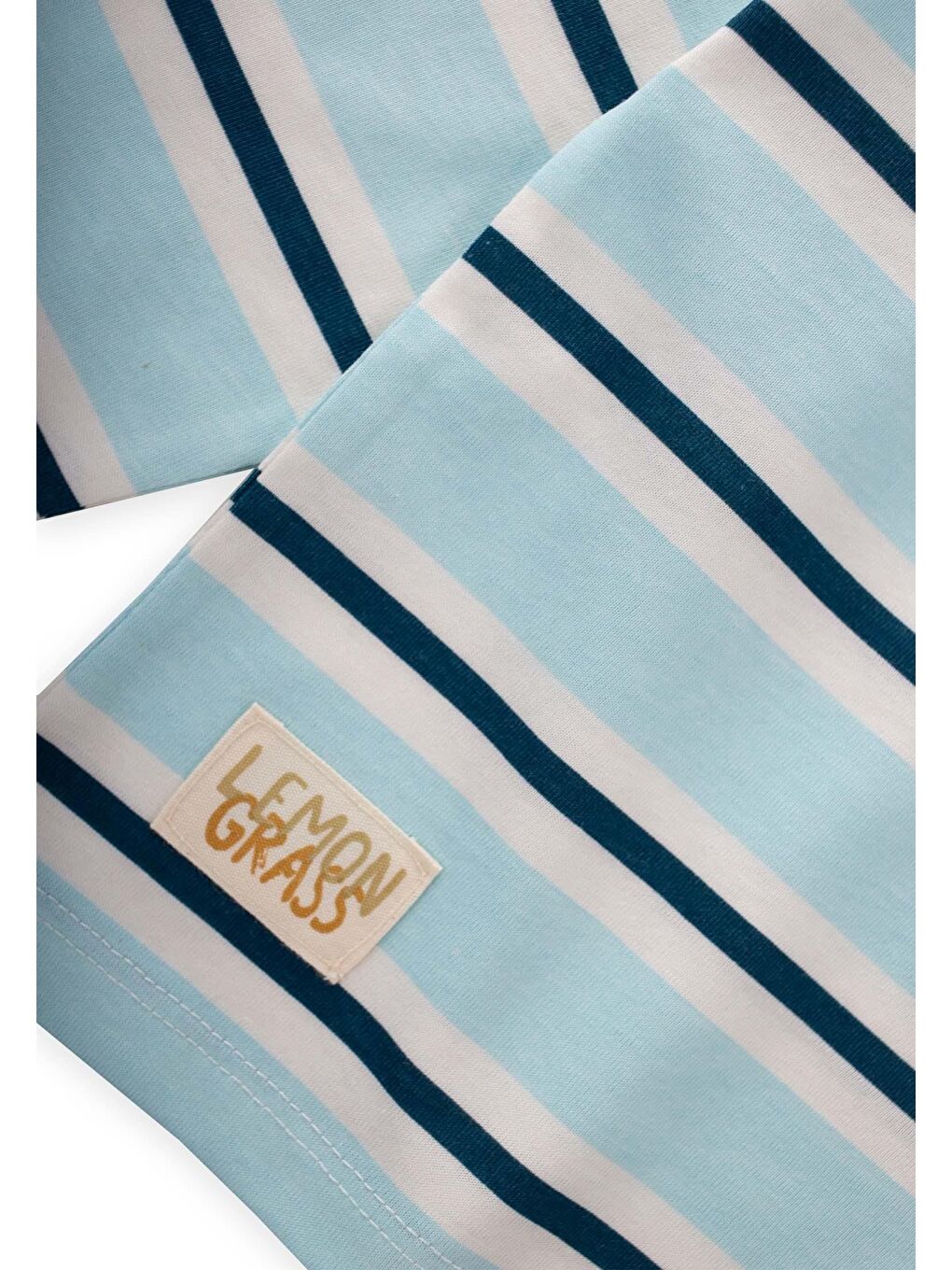 Çizgili Mevsimlik T-Shırt 1-10 Yaş Turkuaz Lacivert Çizgili-2