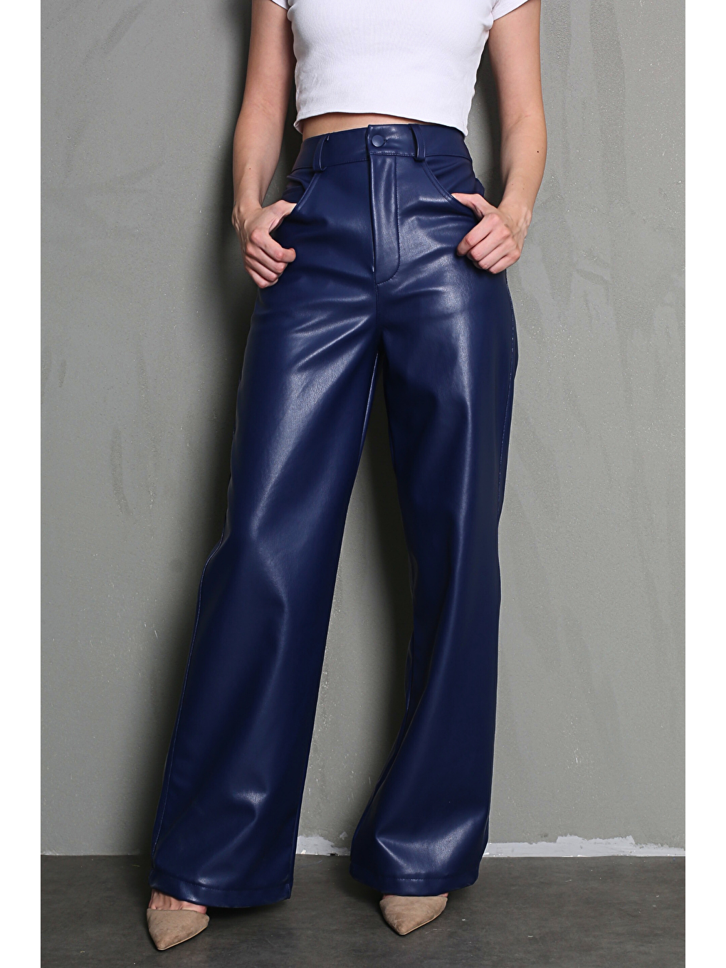 Lacivert Deri Pantolon Mg1316-1