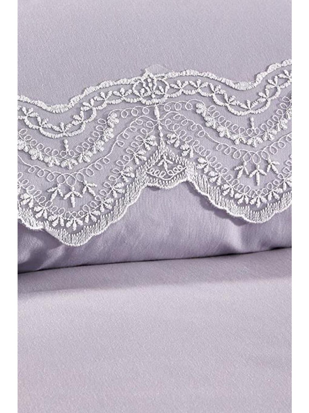 Karışık Fransız Dantelli Hanzade Çeyizlik Nevresim Takımı Gri-6