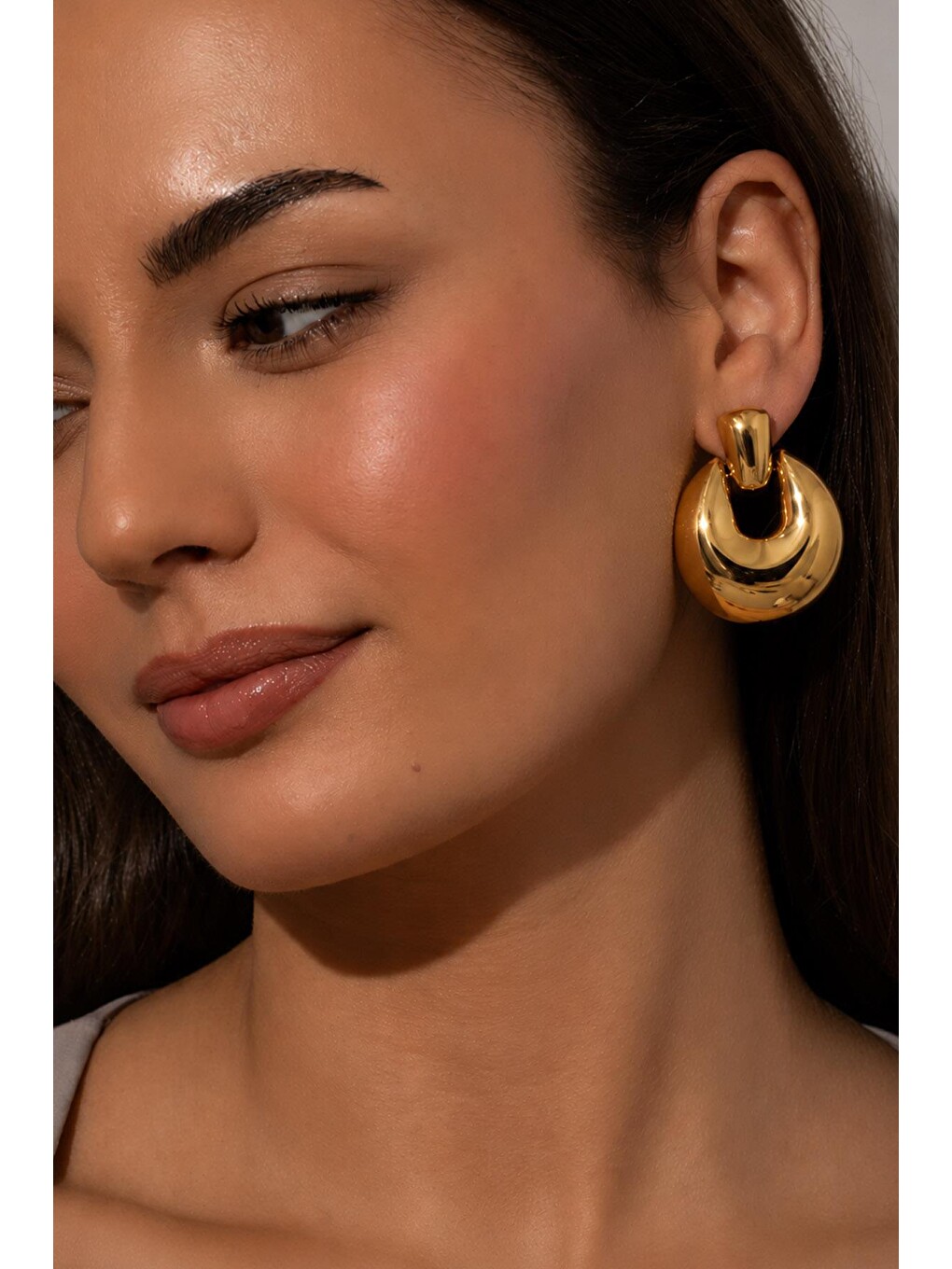 Sarı Lydia Gold Chunky Sallantılı Küpe-5
