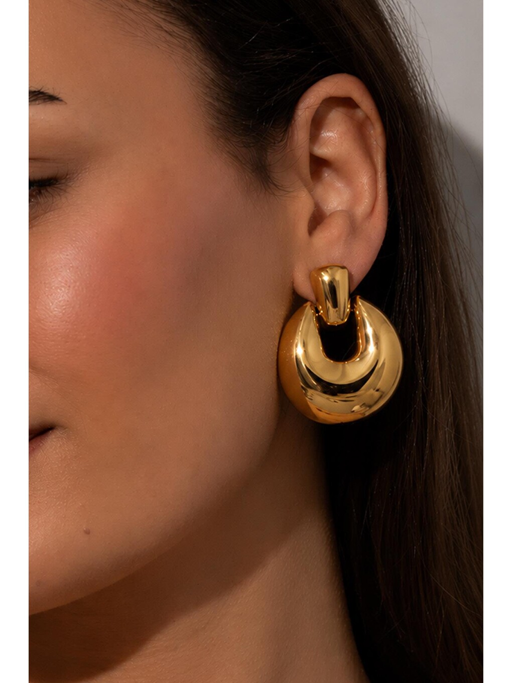 Sarı Lydia Gold Chunky Sallantılı Küpe-6