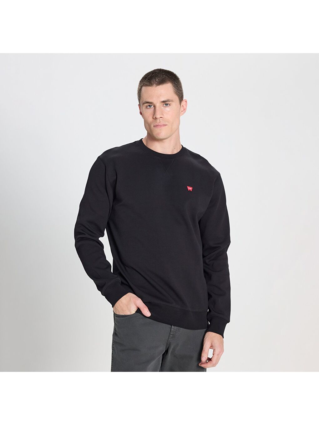 Wrangler Small Logo Regular Fit Erkek Siyah Yuvarlak Yaka Sweatshirt