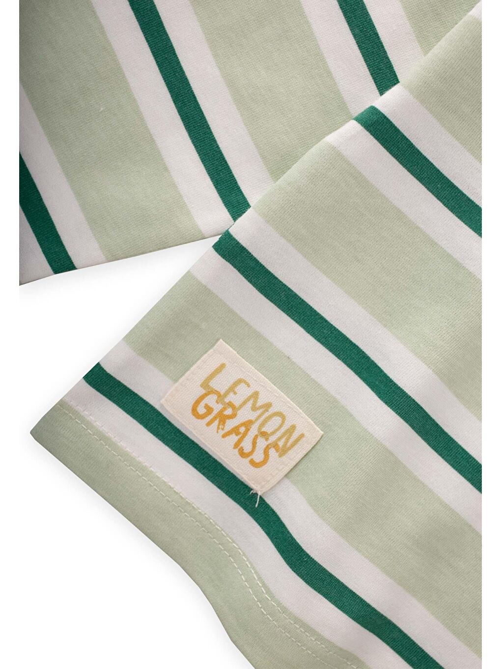 Yeşil Çizgili Mevsimlik T-Shırt 1-10 Yaş Mint Haki Çizgili-2