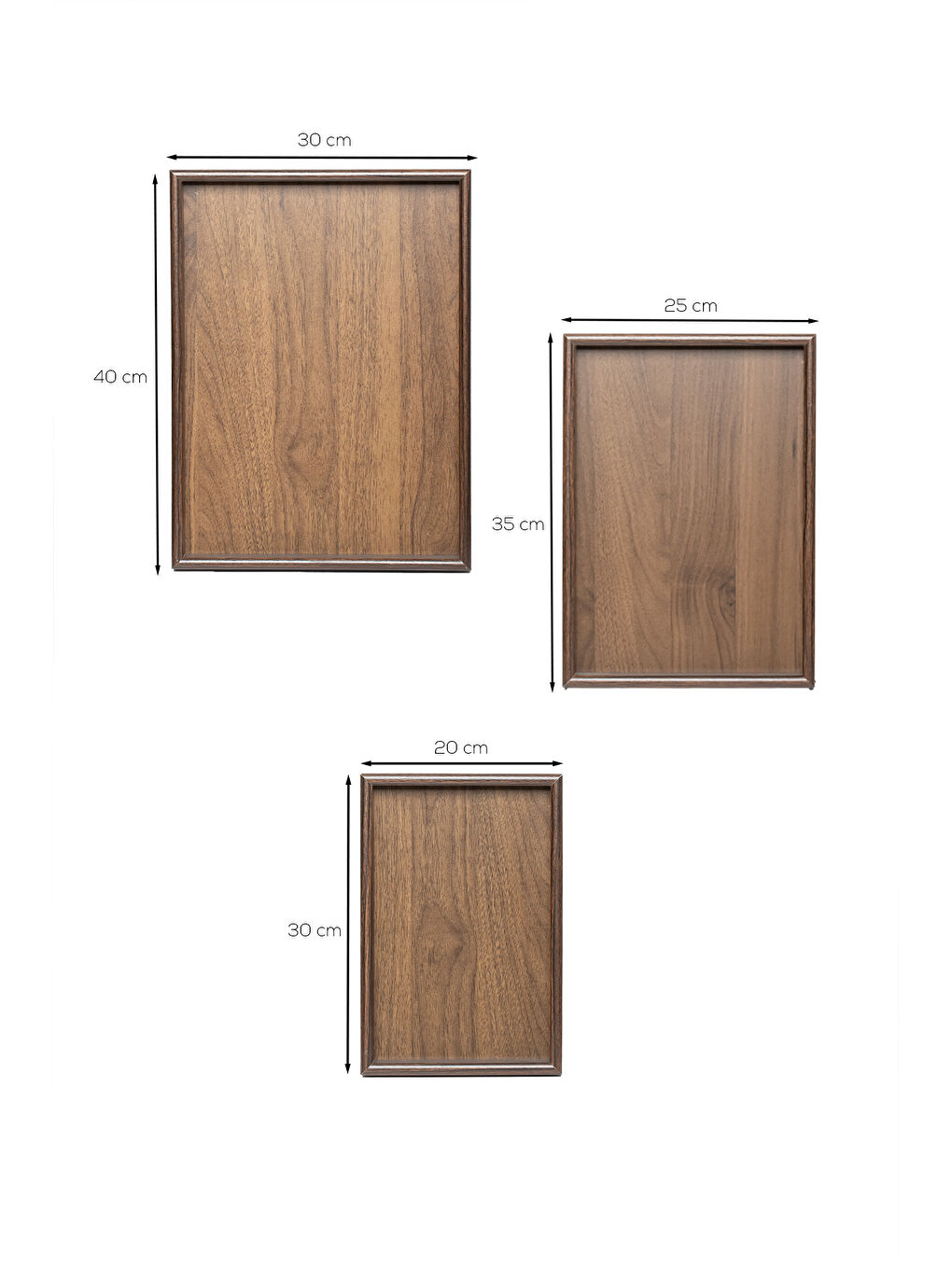 Kahverengi 130105044 Ahşap Tepsi 3lü Set Çay Kahve Bambu Sunumu Tepsi Seti-4