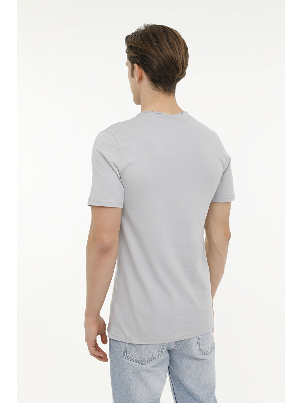 Kinetix Gri M-SN234 BSC RAW EDGE 4FX GRI Erkek Kısa Kol T-Shirt - 1