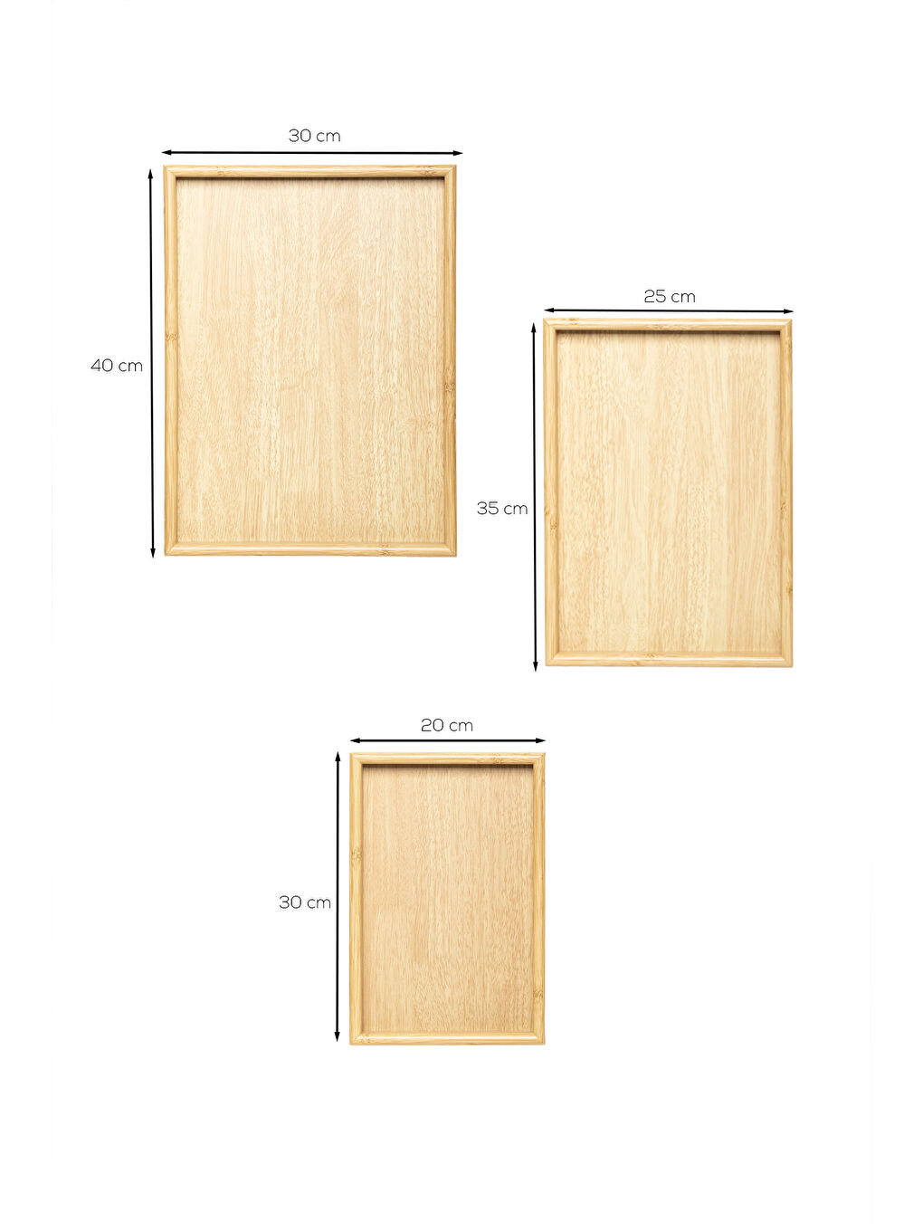 Kahverengi 130105043 Ahşap Tepsi 3lü Set Çay Kahve Bambu Sunumu Tepsi Seti-4