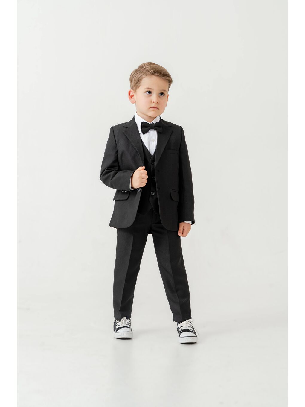 Siyah Mini Gentleman Erkek Çocuk Takım Elbise - 5 Parça