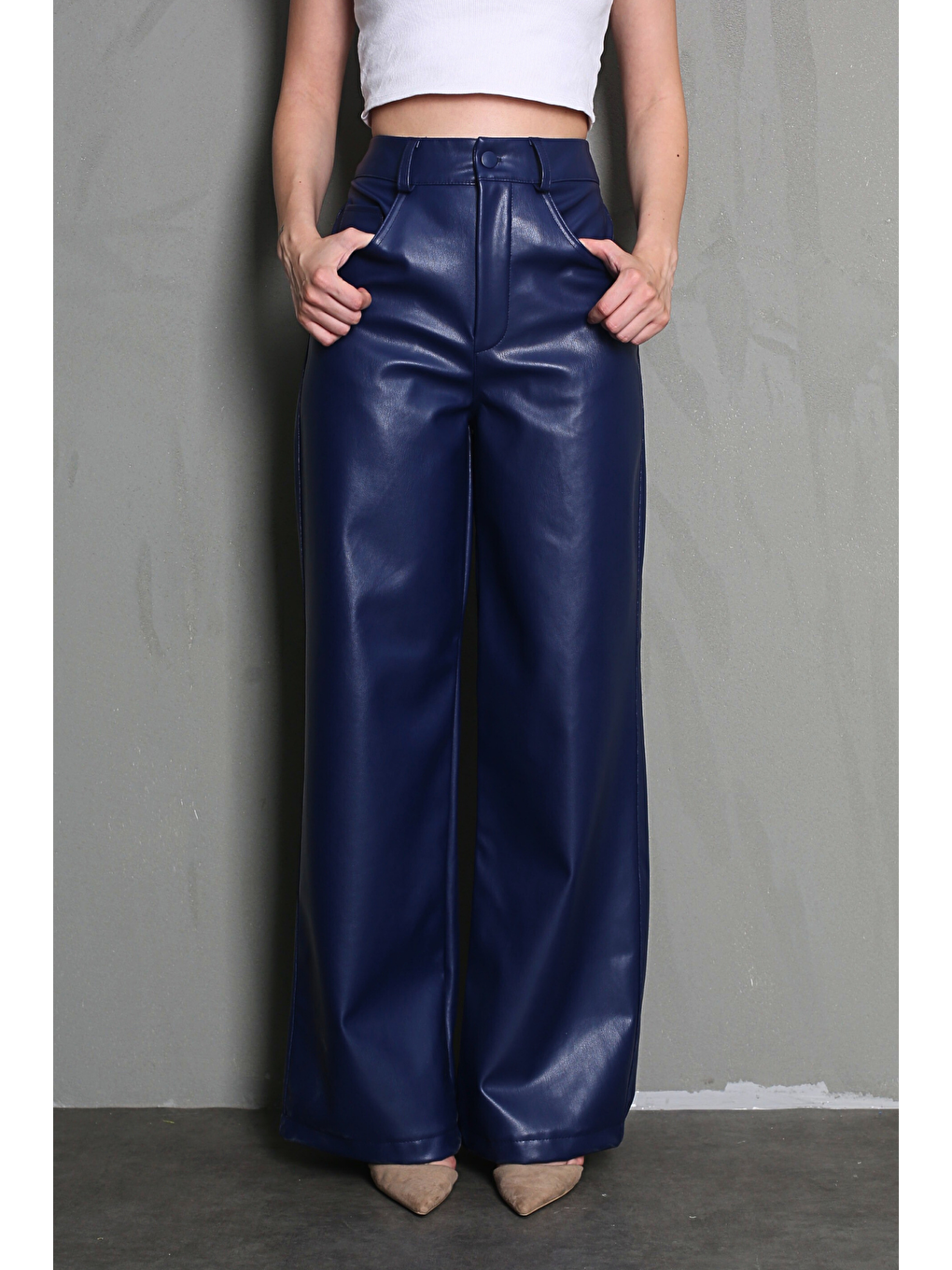 Lacivert Deri Pantolon Mg1316-3