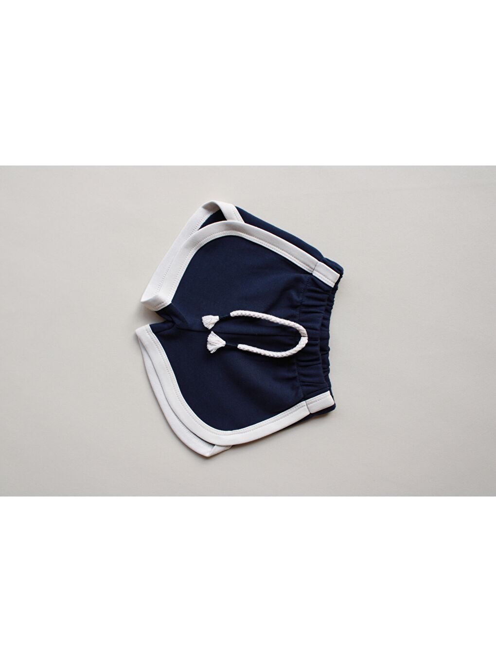 Lacivert Biyeli Bağcıklı Şort-3