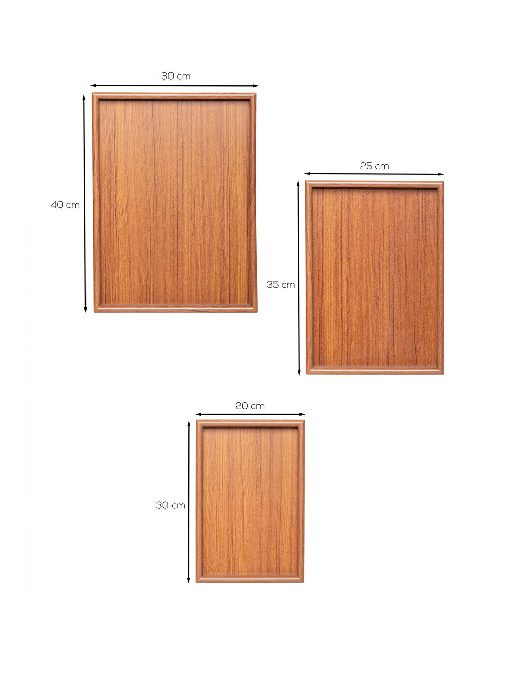 Kahverengi 130105045 Ahşap Tepsi 3lü Set Çay Kahve Bambu Sunumu Tepsi Seti-4