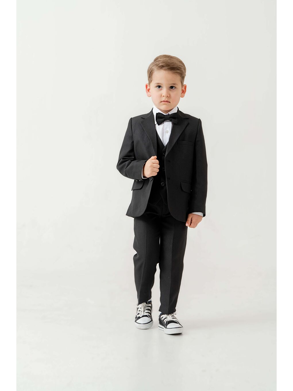 Siyah Mini Gentleman Erkek Çocuk Takım Elbise - 5 Parça-2