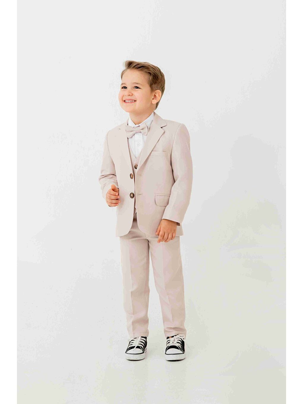 Bej Mini Gentleman Erkek Çocuk Takım Elbise - 5 Parça