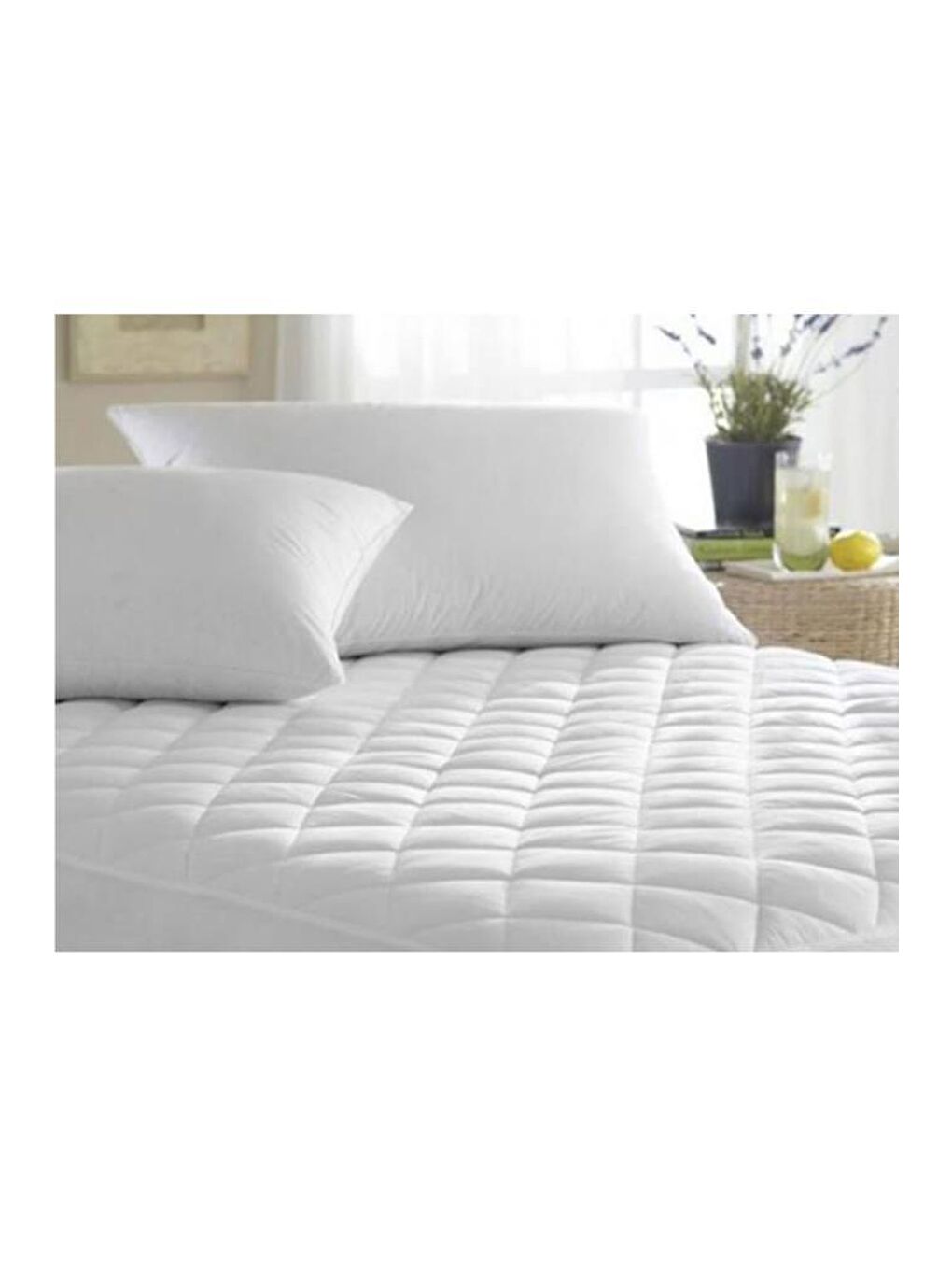 Beyaz Kapitoneli Sıvı Geçirmez Fitted 200x200 Cm Çift Kişilik Alez-3