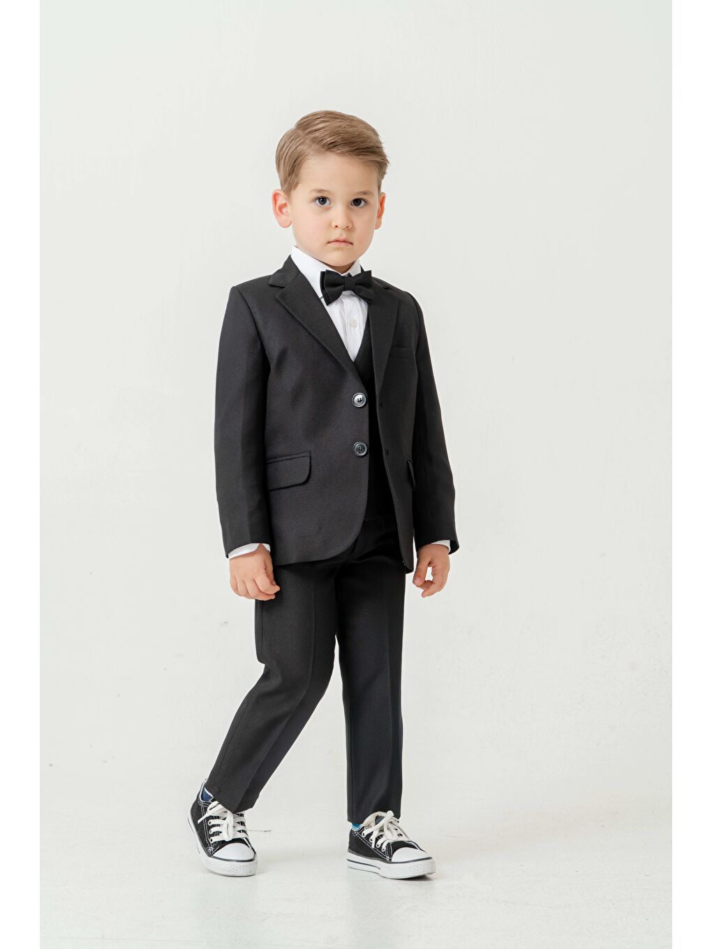 Siyah Mini Gentleman Erkek Çocuk Takım Elbise - 5 Parça-3