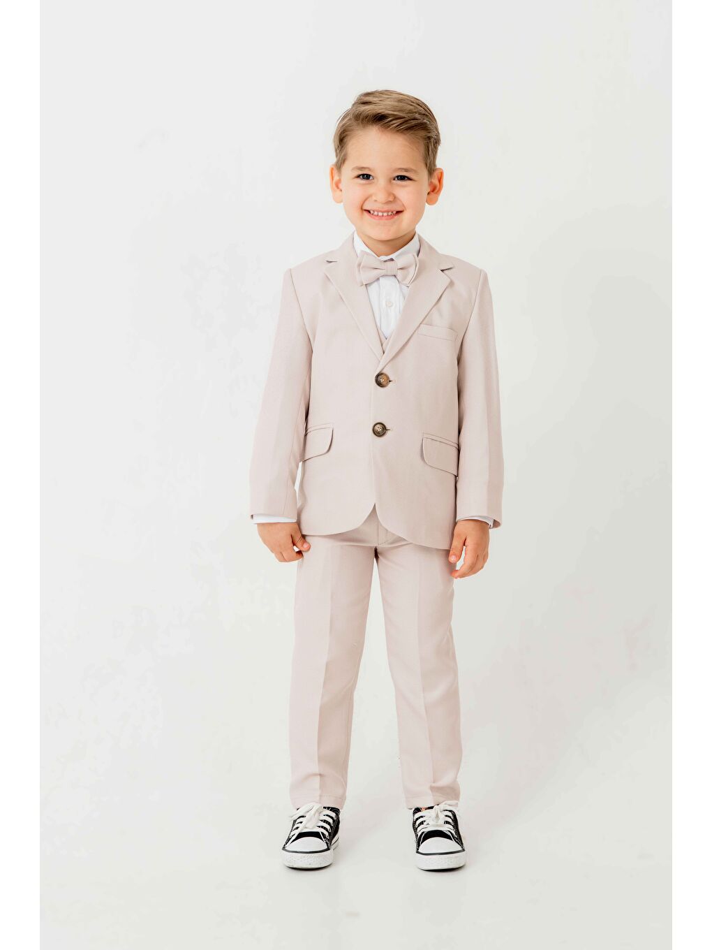 Bej Mini Gentleman Erkek Çocuk Takım Elbise - 5 Parça-2