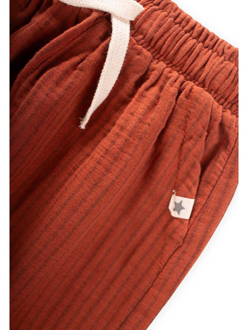 Kahverengi Müslin Pantolon 1-10 Yaş Rust İnce Çizgili-2