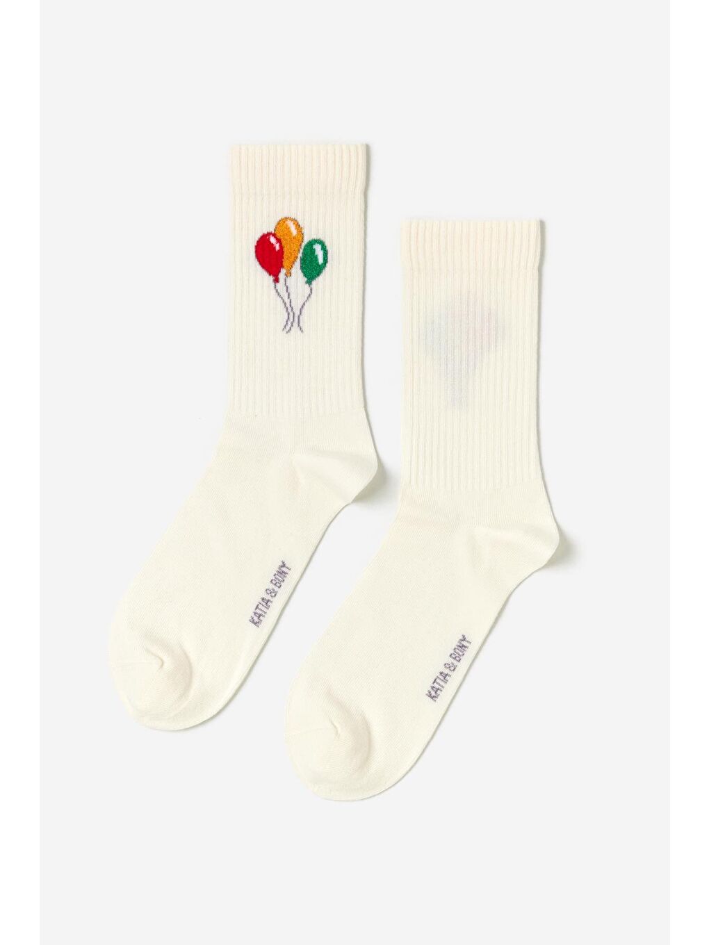 Beyaz Baskılı 4'Lü Paket Soket Çorap Ekru-2