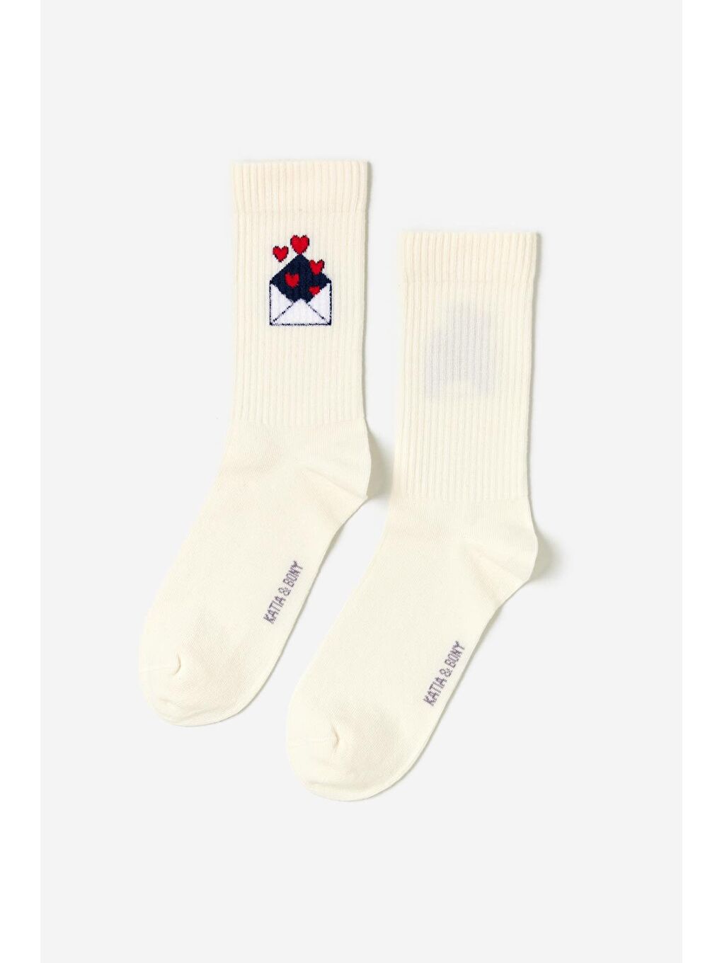 Beyaz Baskılı 4'Lü Paket Soket Çorap Ekru-4