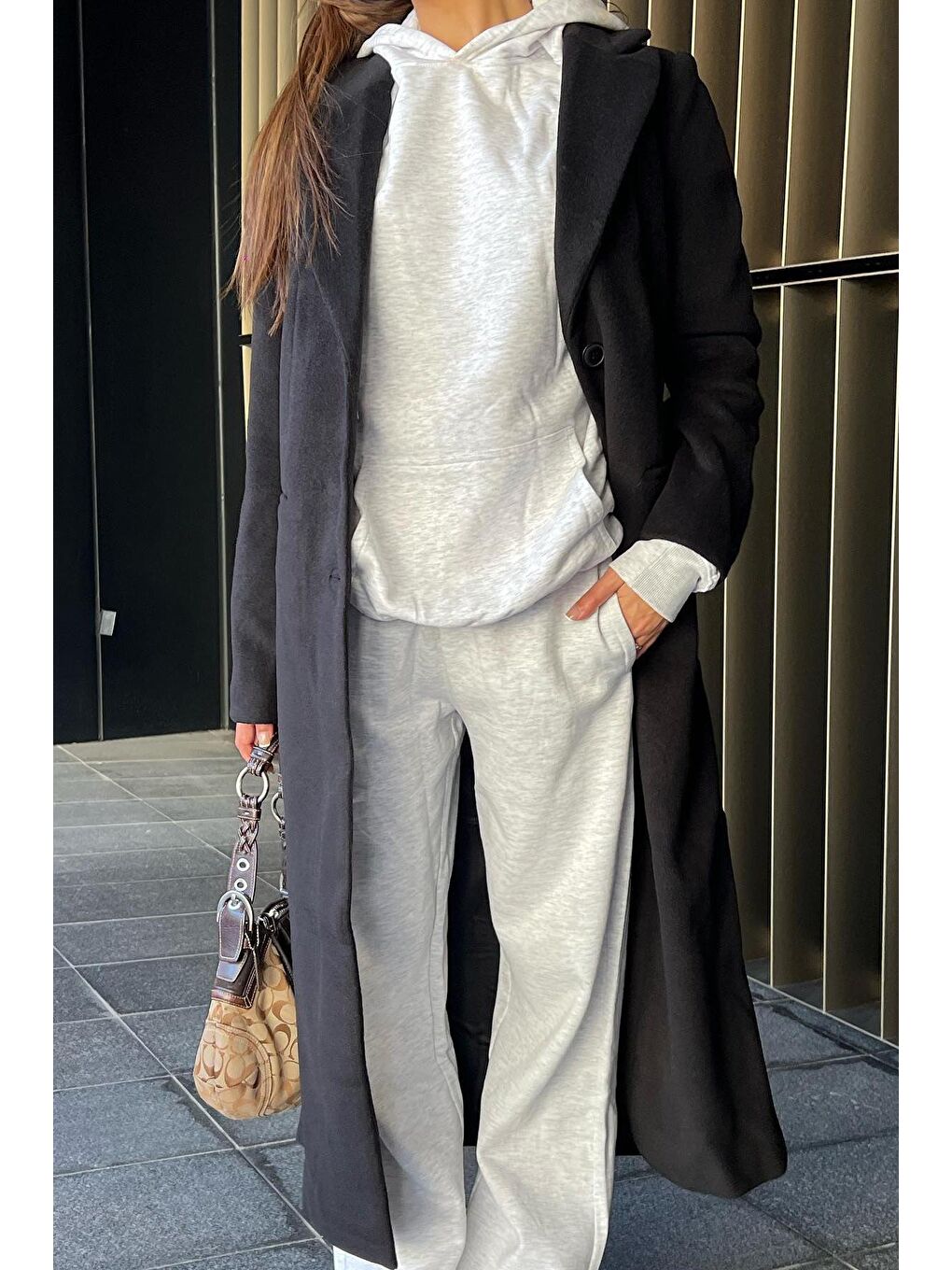 Gri Wide Leg Basic Eşofman Altı Mg1916-5