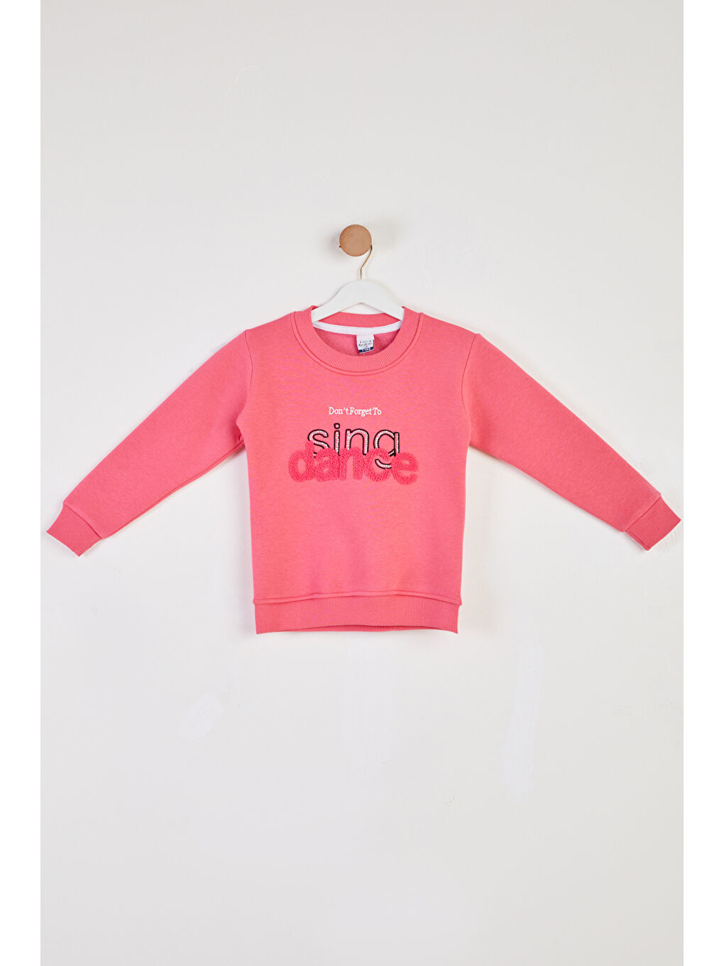 Kız Çocuk Pembe Nakışlı Sweatshirt - 26457