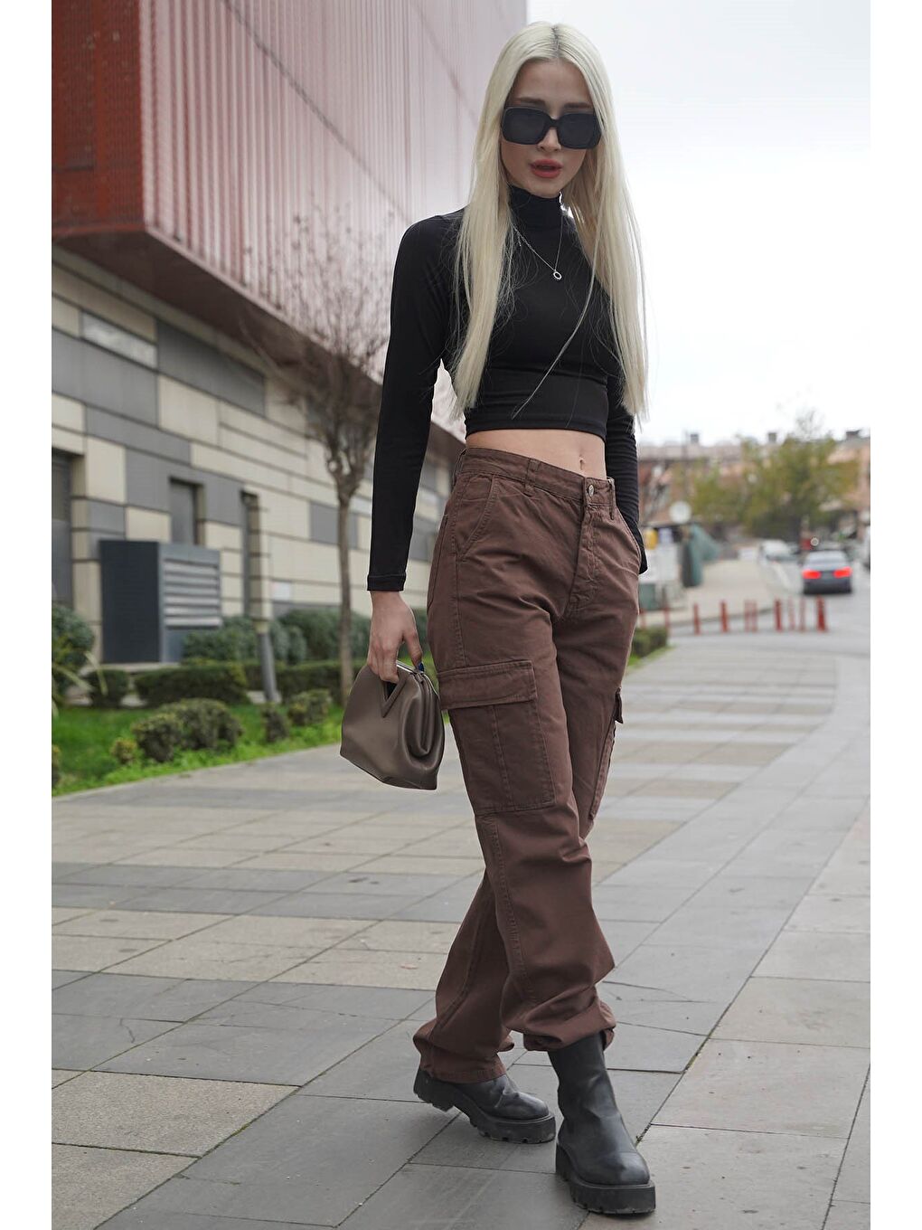 Kahverengi Cep Detaylı Kargo Pantolon Mg1602-5