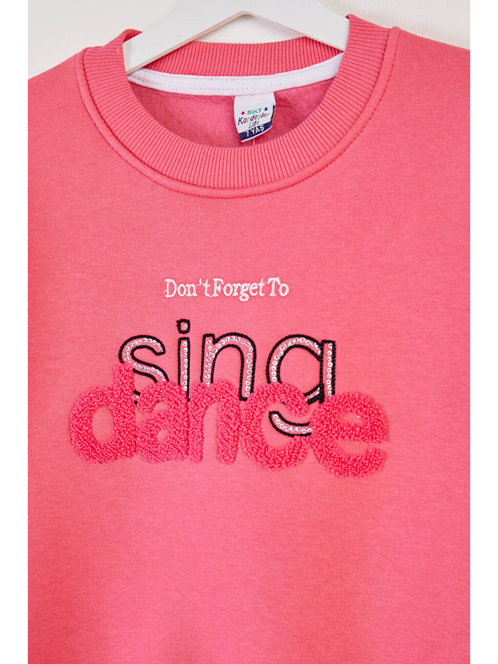 Kız Çocuk Pembe Nakışlı Sweatshirt - 26457-1